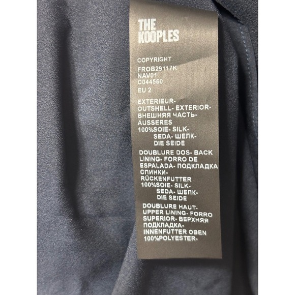 The Kooples NEW Long Sleeve 100% Silk Dress Navy Size FR 2/US Med MSRP $715 - Picture 8 of 12